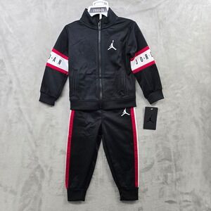 Jordan Toddler Boys 24M Black Red White Jumpman Tracksuit Jacket and Pants Set